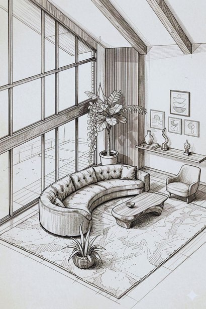 Residential, interior design render by Nikita Raj, image 1